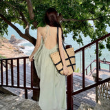 Pure Windy Sexy Big Show Hanging Neck Hanging Neck Dress Seaside Holiday Style French Atmosphere Beach Fairy Dress 68HZ