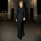 New Fashion Diamond-Studded Nail-Peared Long-Sleeved Banded Dress Sexy Dew Party Party Dress Dress 68HZ