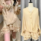 // 2025 Vintage Chiffon Lace Skirt Suit 68HZ