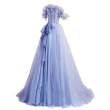 Spring 2025 New Bridal Banquet Dress Host Gradually Blue Bright Star Show Evening Dress 68HZ