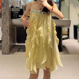 /25 Holiday Beads With Fluffy Sling Dress Spring 2025 New Super Fairy Sweet Short Skirt 68HZ