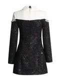 Korean Version Of Temperament Small Fragrant Wind 2025 New Fashion Name Spliced Studded Short Dress Woman 68HZ