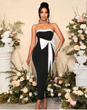 New Bow Bump Color With Chest With Dressing Dinner High-End Feel Beautiful Evening Dress 68HZ