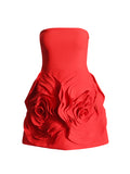 Famous Wind Brao A-Shaped Dress 2025 Spring New Party Dress Three-Dimensional Rose Big Flowers Splicing Dress Dress Woman 68HZ