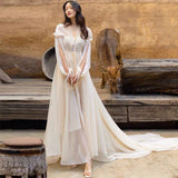 Bohemia Seaside Holiday Dress Long Sleeves Sun-Drag Long Skirts Outside Wearing Shirt Beach Dress Morning Robes 68HZ