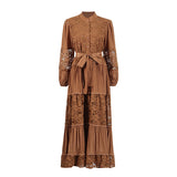 Temperament Bohemian Embroidery Design 2025 New Tonic Design Single-Drip Buckle Dress Woman 68HZ