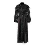 Temperament Fashion Elegant Style Dress 20254 New Collar Heavy Industry Embroidery Lotus Edge Lace Long 68HZ