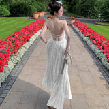 Super Fairy Design Feeling Blue Pure Lust Wind Beach Holiday Bare Back To Show Thin Skirt Slings 68HZ