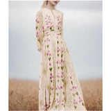 24 Spring And Summer Small Elegant Fresh Generous Flowers Floating Holiday Dress 68HZ