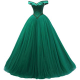 Green One-Word Shoulder Evening Dress Thin Adult Ceremony Vocal Art Exam Year Performance Party Host Fashion Dress 68HZ