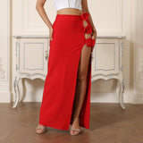 New Fashion Three-Dimensional Flower Banding Half-Body Skirt Sexy Open Party Half-Dress Skirt 68HZ