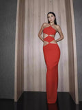 Exploding 2024 New Bandape Long Skirt Sexy Cut Out Party Dress 68HZ