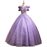 Beautiful Solo Performance Suit 2025 New One-Word Shoulder Vocal Art Canopy Skirt Presided Over Purple Evening Dress Girl Spring 68HZ