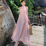 2024 New Summer Photo Wearing Hanging Neck Beach Dress Sanya Seaside Holiday Dress Woman 68HZ