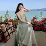 Pure Windy Sexy Big Show Hanging Neck Hanging Neck Dress Seaside Holiday Style French Atmosphere Beach Fairy Dress 68HZ