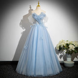 Blue Evening Dress Female Banquet Temperament 2025 New High-End Senior Host Art Examination Voice Dress 68HZ