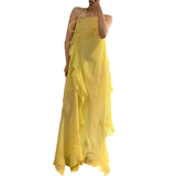 /2024 New Lotus Leaf Side Collar Hanging Neck-Loan Dress Seaside Holiday Atmosphere Dress 68HZ