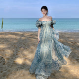 Beach Dress New Seaside Holiday Bohemian Long Dress Broken Floral Dress To Take Pictures Travel To Wear Super Fairy 68HZ