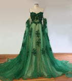 Evening Dress Shoulder 2025 New Emerald Green Dress Ball Dress Floral Dress Princess Breeze 68HZ