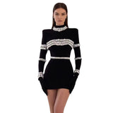 2024 Fashion Water Drill Bandage Dress Temperament Tight-Buff Party Dress Dress 68HZ