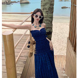 2024 Summer New Small Design Smeared Breast Dress High-End Dress Dress Holiday Beach Dress 68HZ