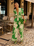 Spring 2024 New Fashion Women's Printed Jumpsuit V-Neck Short-Sleeved Woman 68HZ