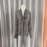 / Zhao Sanguan With The Same White-Point Transparent Shirt 2024 New Retro Tie Tie Top 68HZ