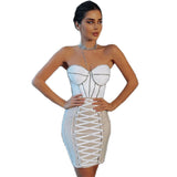 Summer New Sexy Breast-Strowing Diamond Rope Banding Party Temperament Dress Short 68HZ