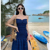 2024 Summer New Small Design Smeared Breast Dress High-End Dress Dress Holiday Beach Dress 68HZ