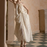 /2024 New Elegant Loose Folded Neck Dress Sexy Bare Sleeveless Holiday Dress 68HZ