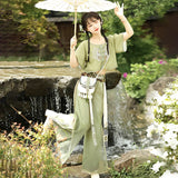 Original Design Yuehua Tour Chinese Style Improvement Chinese Elements Of The New Chinese Style Women's Short-Sleeved Blouse Trousers Set 9086 68HZ