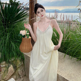 High-Level Temperament Niche Design V Tie Dress Pure Lusty Sexy Back Dress Woman 68HZ