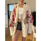 / Rose Loose Knitted Woolen Cardigan Warm Coat 24 Autumn And Winter New 68HZ