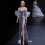 Fishtail Evening Dress Silver Lily Toasting Female Feeling Open Fork Niche High-End Light Luxury Annual Host 68HZ