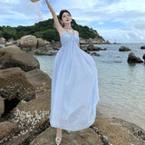 Hanging Neck Sling Dress Women's Summer Chiffon High-End Feel Super Fairy Temperament Seaside Holiday Dress 68HZ