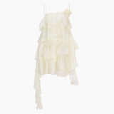 / Holiday Wind Sweet Layer Wave Dress Lotus Leaf Side With Flower Sling Skirt 2024 New 68HZ