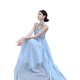 Hanging Neck Sling Dress Women's Summer Chiffon High-End Feel Super Fairy Temperament Seaside Holiday Dress 68HZ
