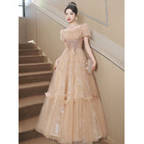 Evening Dress Woman 2025 New Light Luxury Small High-End Small Banquet Senior Feeling Host Birthday Wedding Dress 68HZ
