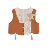 Original Goldfish Fireworks Chinese Wind Improvement Han Elements Women's Blouse Vest Skirt 8888 68HZ