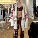 / Rose Loose Knitted Woolen Cardigan Warm Coat 24 Autumn And Winter New 68HZ