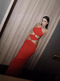 Exploding 2024 New Bandape Long Skirt Sexy Cut Out Party Dress 68HZ