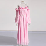 Senior Famous Party Dress 2025 Summer New Three-Dimensional Flowers To Receive Waist Dress Woman 68HZ