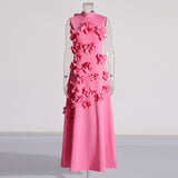 French Retro-Style Niche Walking Show 2025 Summer New Round-Neck Sleeveless Design Long Three-Dimensional Floral Dress 68HZ