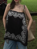 /2025 New Flat Print Bump Color Beaded Sling Sling T-Shirt Holiday Bohemian Style Design Top 68HZ