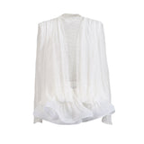 French Famous Party Dress 2025 Summer New Deep V-Neck Long-Sleeved Lotus Leaf Side Solid Color Lace Dress 68HZ