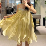 /25 Holiday Beads With Fluffy Sling Dress Spring 2025 New Super Fairy Sweet Short Skirt 68HZ