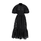 French Vintage Elegant Dress 2025 Summer New Single-Rebutted Embroidered Printed Dress With Short Sleeve Dress Woman 68HZ