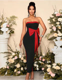 New Bow Bump Color With Chest With Dressing Dinner High-End Feel Beautiful Evening Dress 68HZ