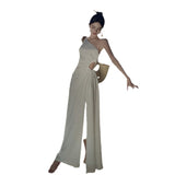 Sanya Seaside Holiday Dress 2024 New Summer Slanted Shoulder Sling Temperament Slim Skinny Dress 68HZ