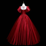 Red Dingy Evening Dress Body Solo Student Art Test Vocal Folk Song Performance Dress Host Dress Fluffy Skirt Woman 68HZ